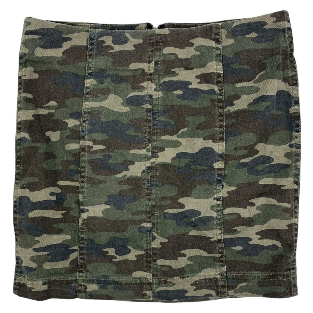 Free People Camo Print Mini Skirt Modern Femme Zip‎ Cotton Blend Size 0